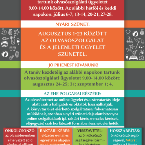 2026 nyári nyitvatartás könyvtár