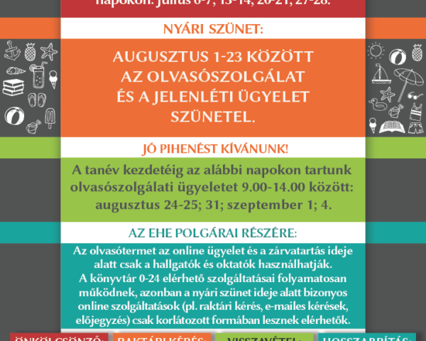2026 nyári nyitvatartás könyvtár